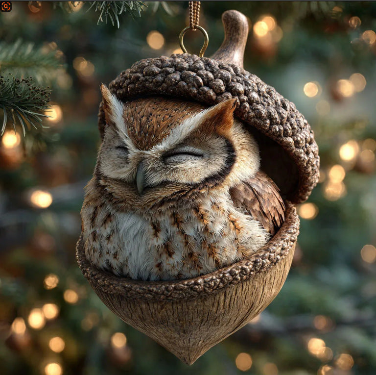 Fox design acrylic Christmas ornament printed on a flat panel