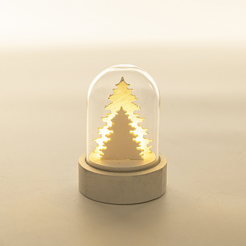 Luminous wooden Christmas decoration on a 2.2 inch square base