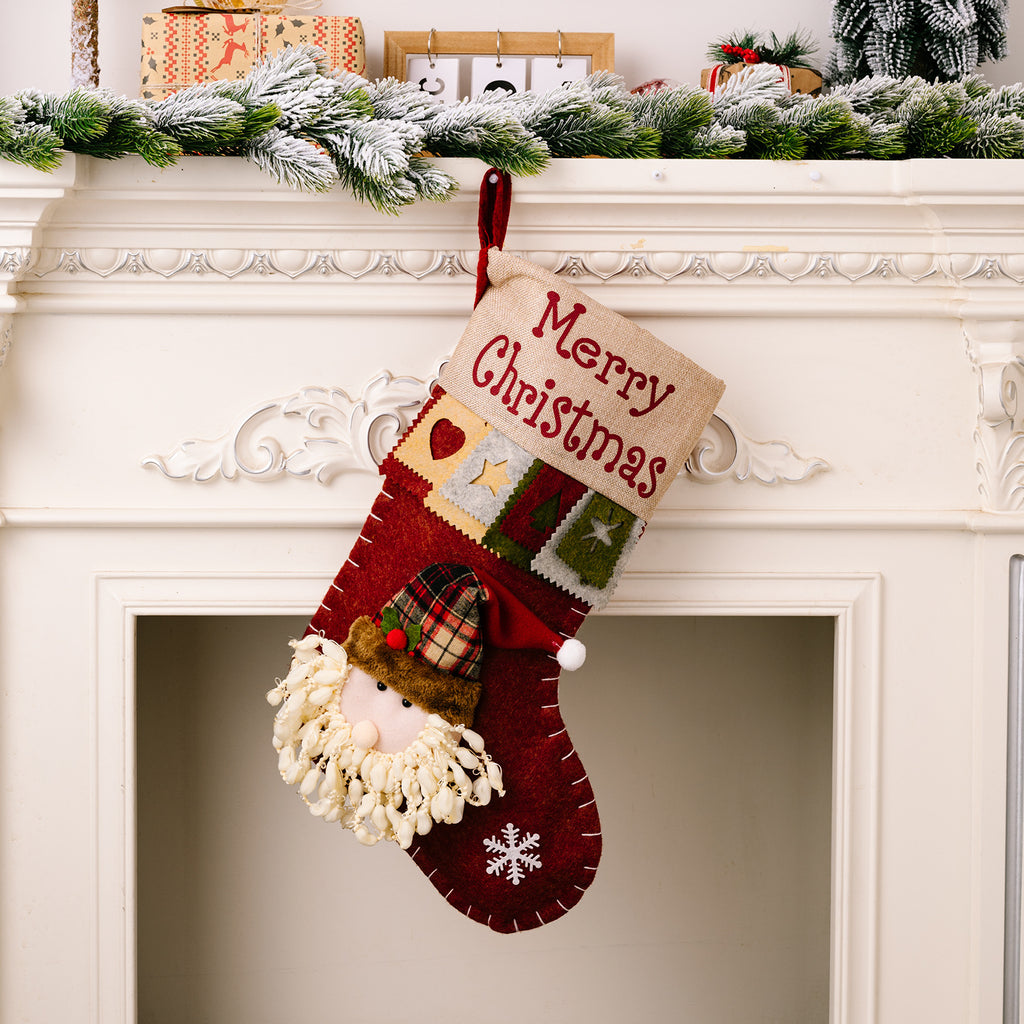 Cloth Christmas stocking sized for candy and small toys