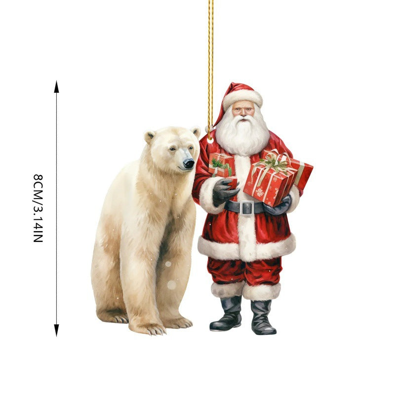 Cartoon polar bear Christmas tree pendant cut from clear acrylate