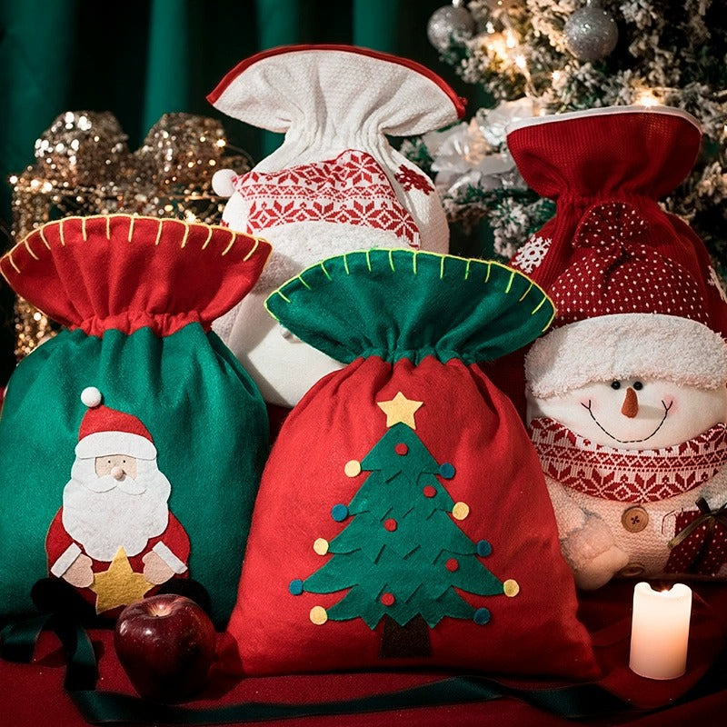 Snowman printed cotton Christmas gift bag measuring 21.7 by 12.6 inches