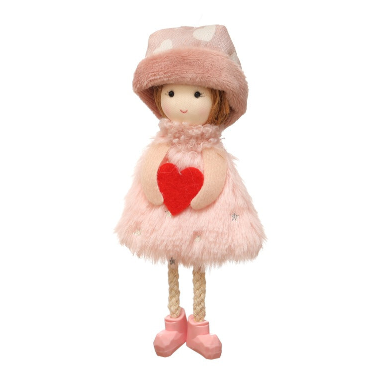 Plush Christmas angel ornament with soft fabric wings