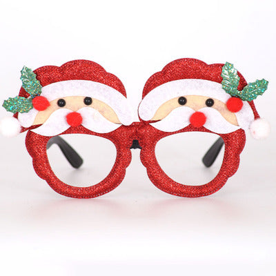 Santa design novelty Christmas glasses measuring 5.5 by 5.5 inches