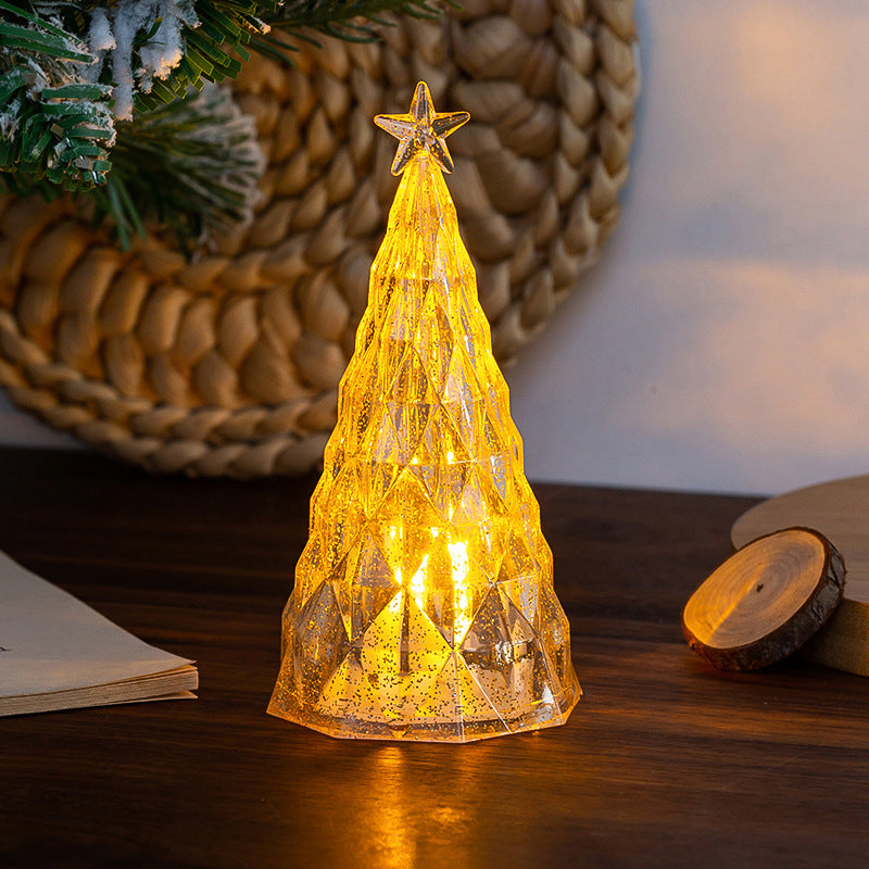 Gold pink striped finish on the small Christmas tree night light