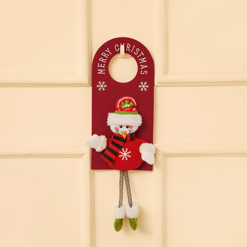 Felt snowman Christmas door hanger with a hanging opening at the top