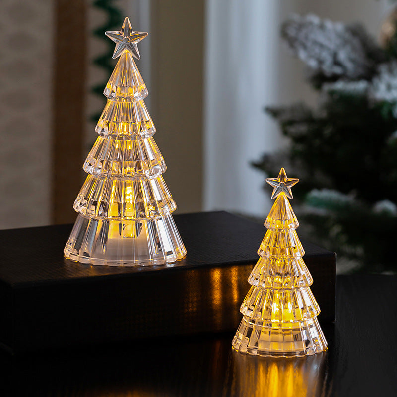 Green crystal Christmas tree light with a warm white or multicolor glow