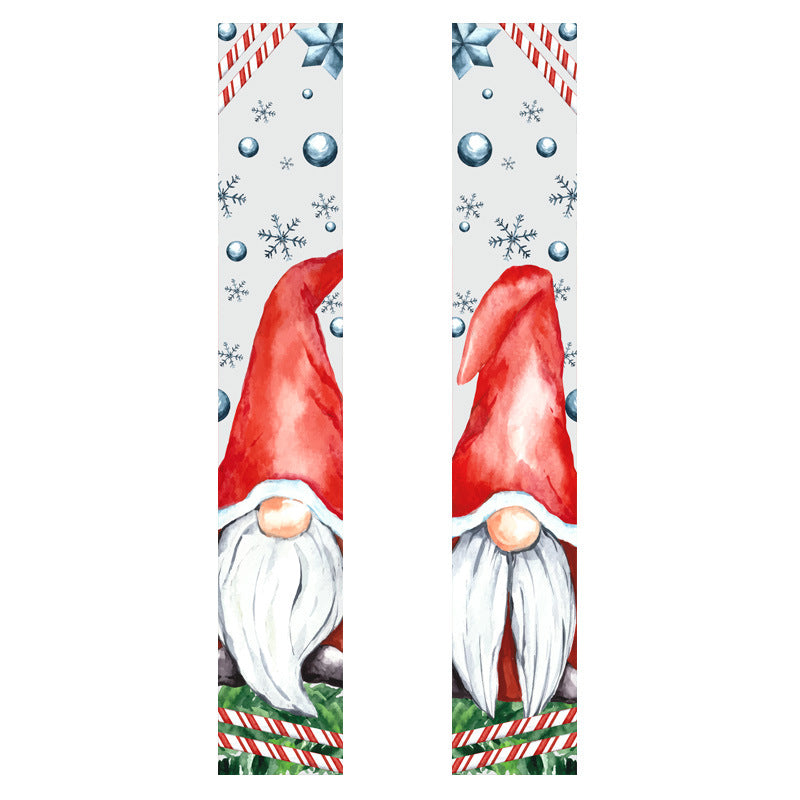 Five printed Christmas door banner designs across two fabric choices