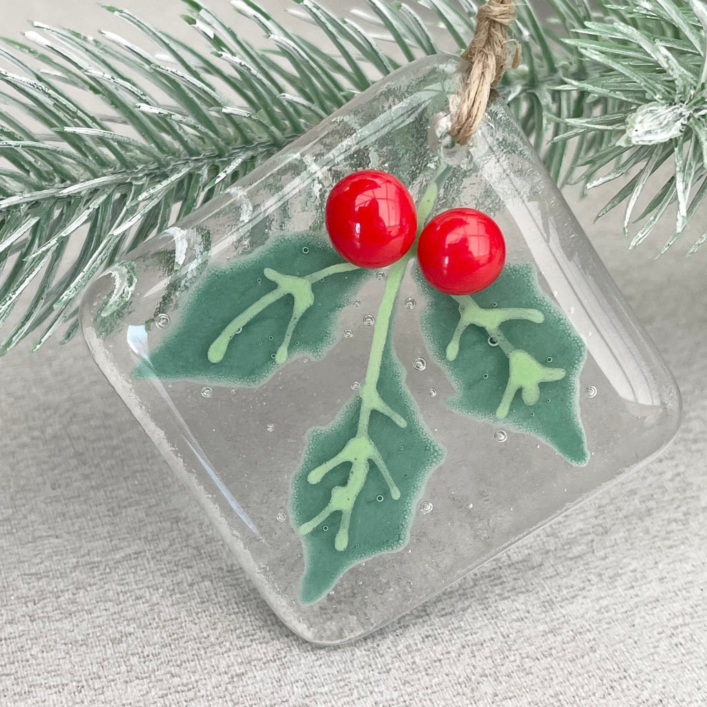 Glass Christmas tree ornament, a 2 inch hanging pendant