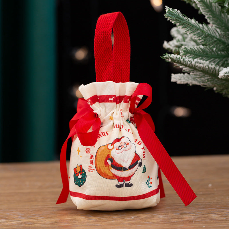 Green canvas Christmas gift bag from a seven style range
