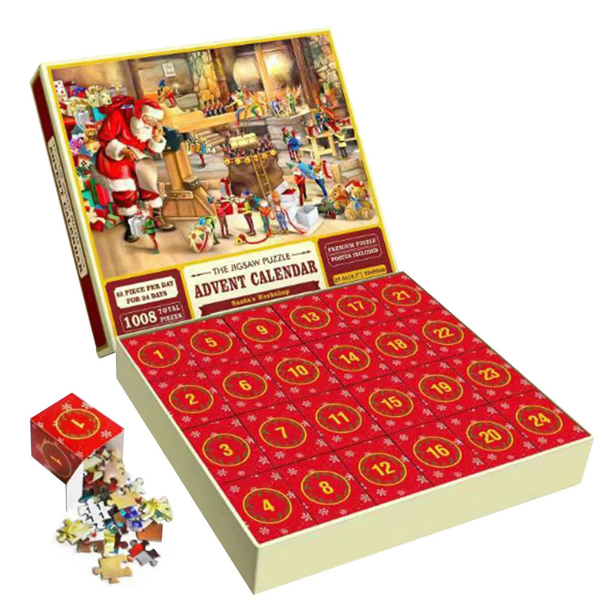 Christmas advent calendar puzzle design, one of four pictures