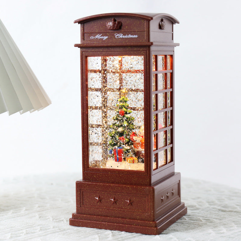 American country styling of the Christmas telephone booth ornament