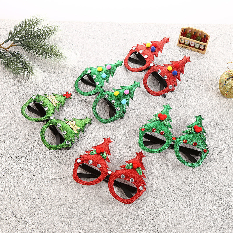 Double Christmas tree design novelty party glasses frame