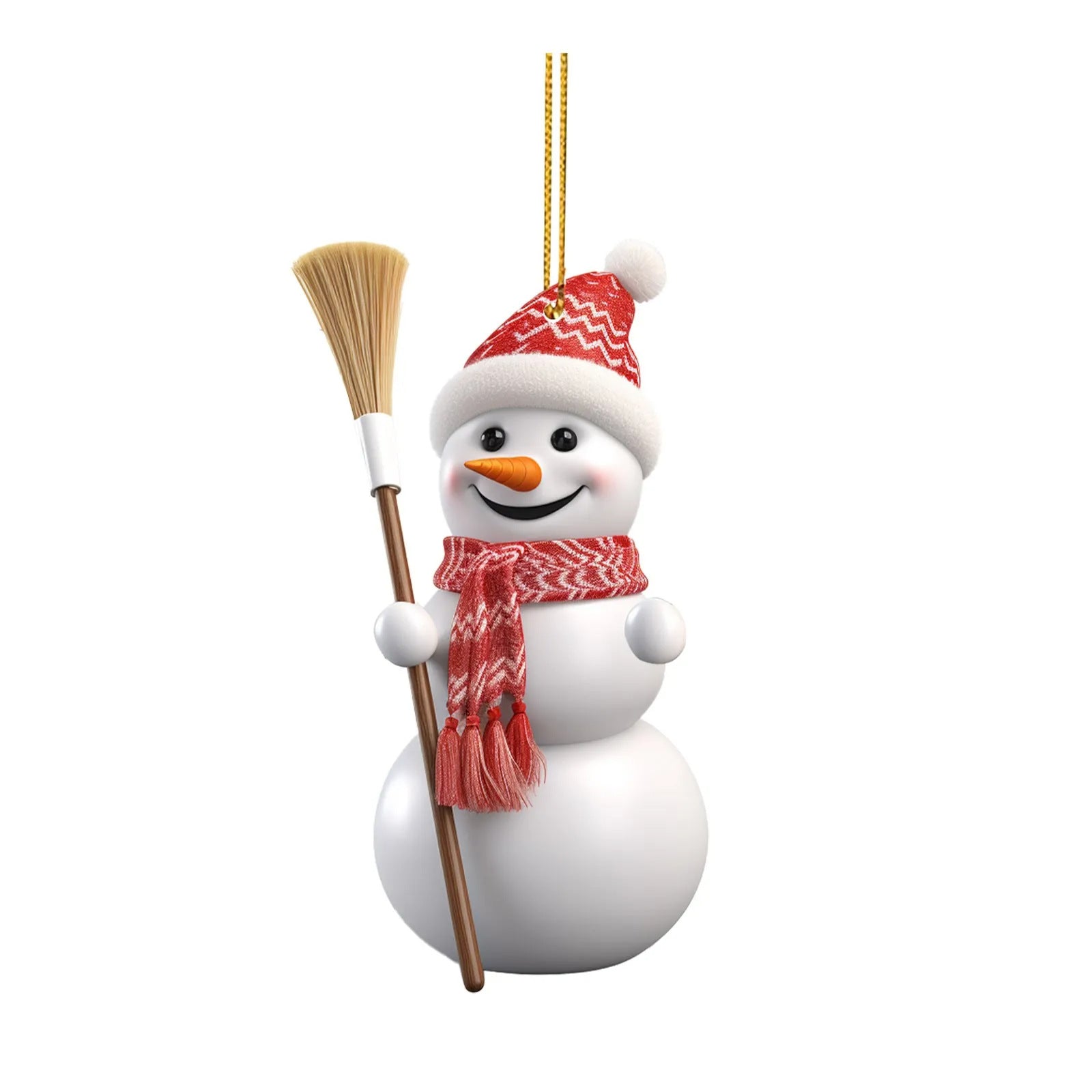 Flat acrylic snowman pendant fitted with a hanging loop