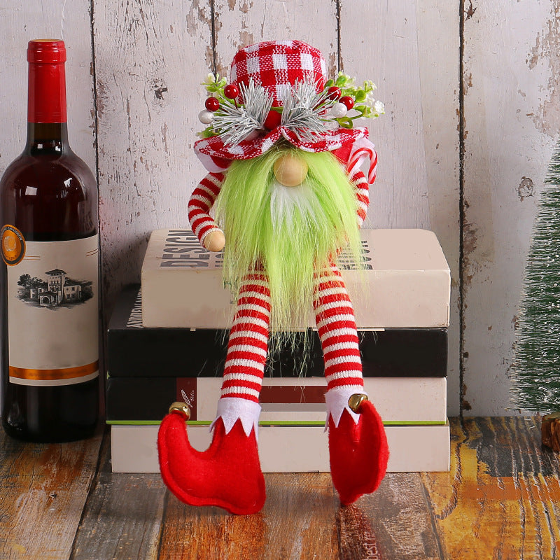 Cloth Christmas hat sewn onto the long leg Christmas doll