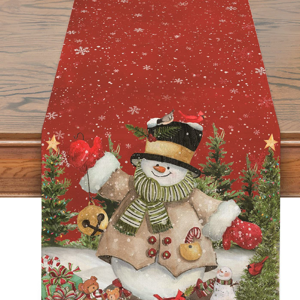 Full 70.9 inch length of the printed Christmas table runner