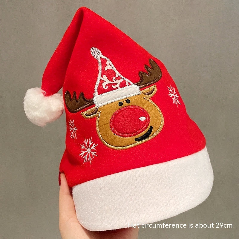 Plain red plush Christmas hat listed in the large size