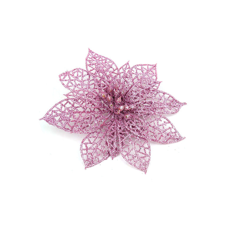 Glitter Christmas flower pick made for trees, garlands and rattan
