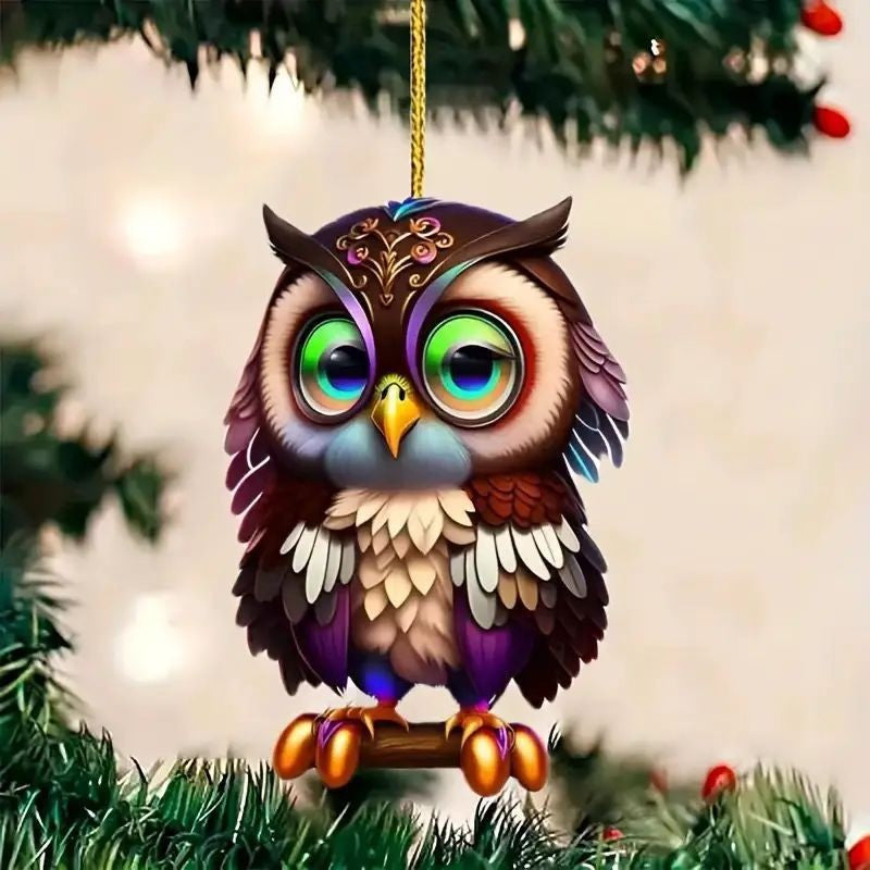 Acrylic Christmas ornament that picks up tree light across its face