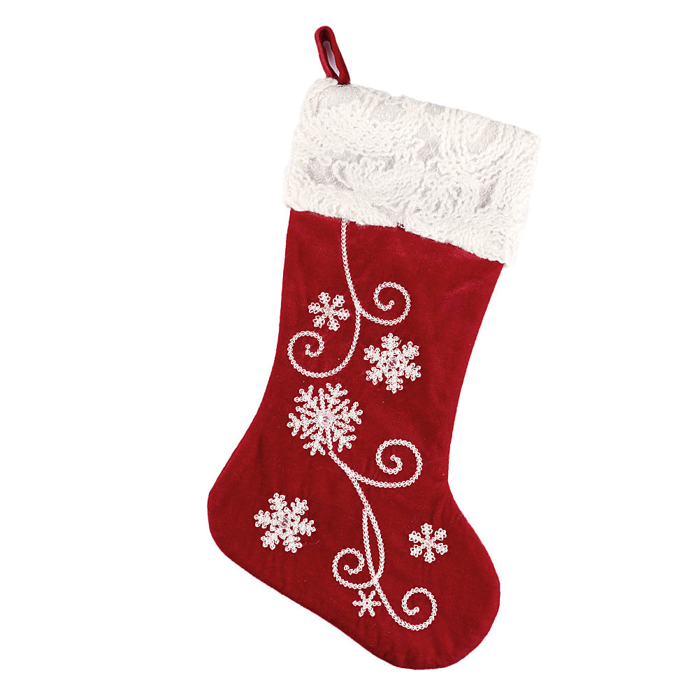 Velvet Christmas stocking sized 10.2 x 20.5 x 0.8 inches overall