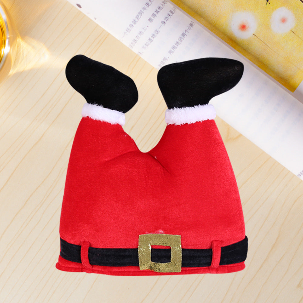 Red flannel Christmas Santa cap with a brushed napped finish