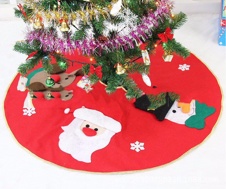 Round red tree skirt in a single traditional Christmas red