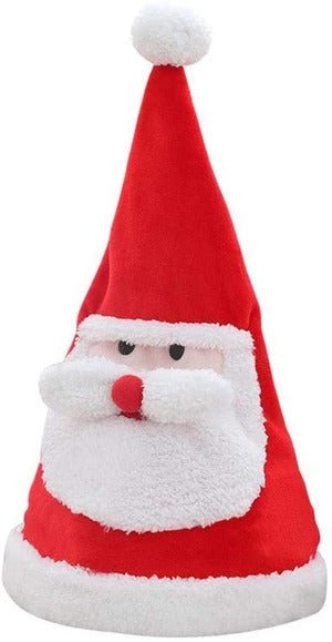 Singing Santa hat in plush, 19.7 inches from brim to tip
