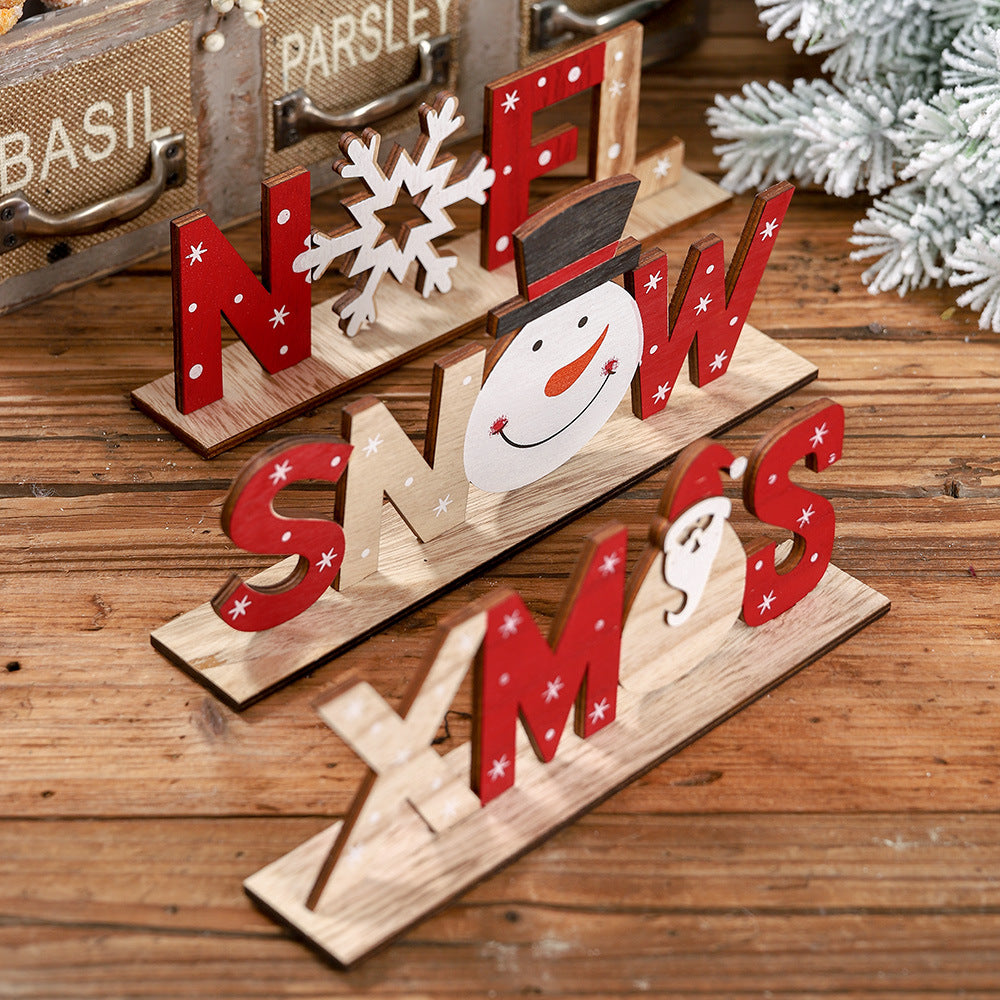 Noel wooden Christmas ornament shaped as cut out lettering