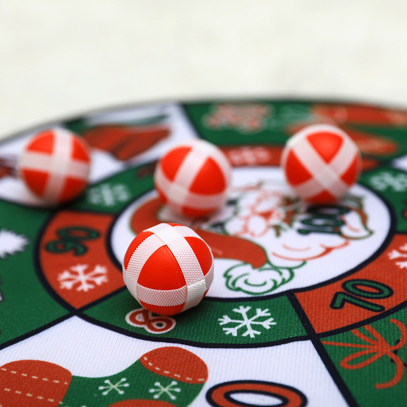 Christmas ball target board made entirely from cloth so it rolls up