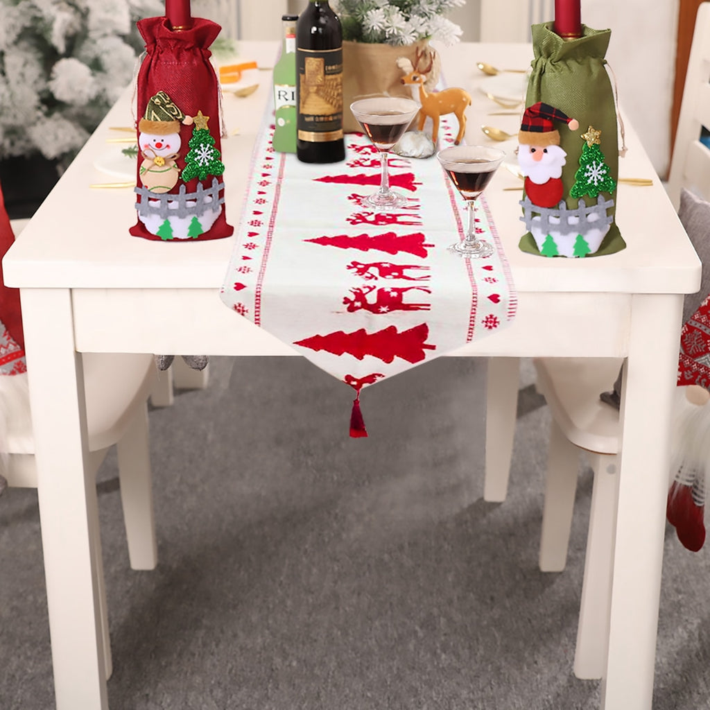 Snowman design Christmas runner woven from cotton and linen