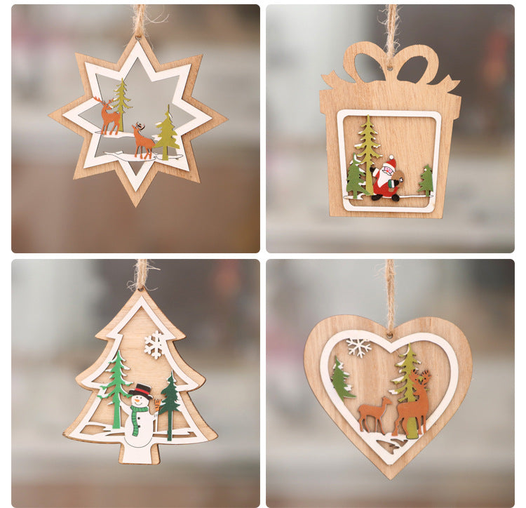 Wooden deer pendant with laser cut detail in natural timber