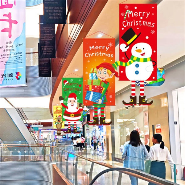 Printed cloth Christmas banner sized 45.3 by 15.7 inches overall