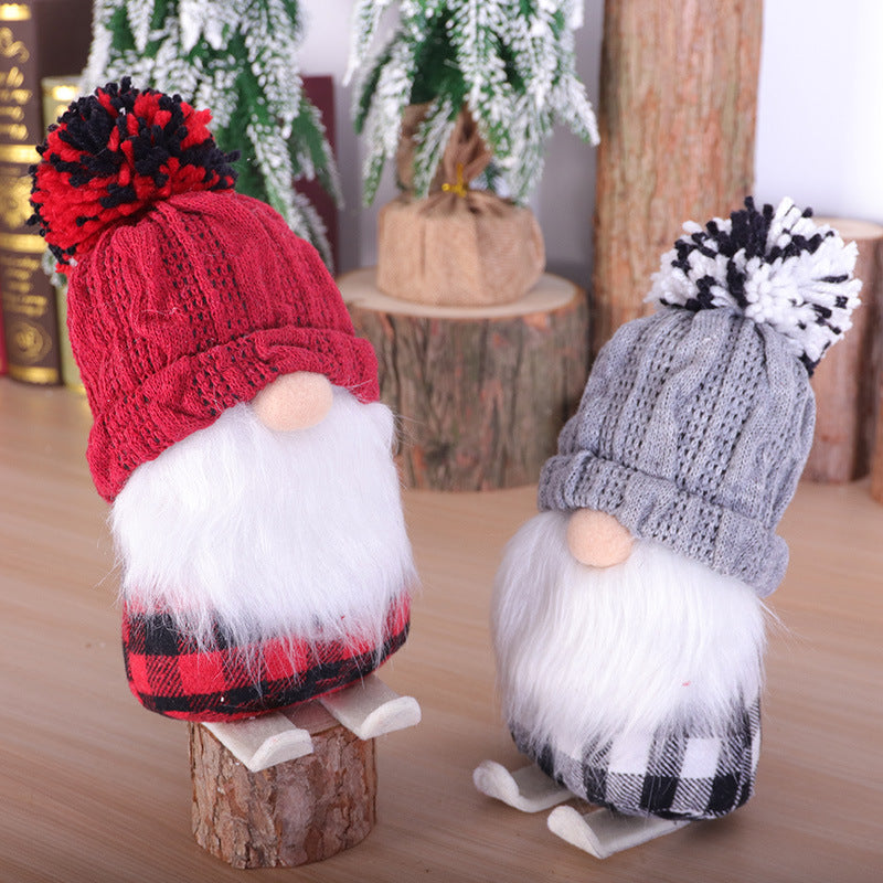Gray colorway of the cloth skiing doll Christmas decoration