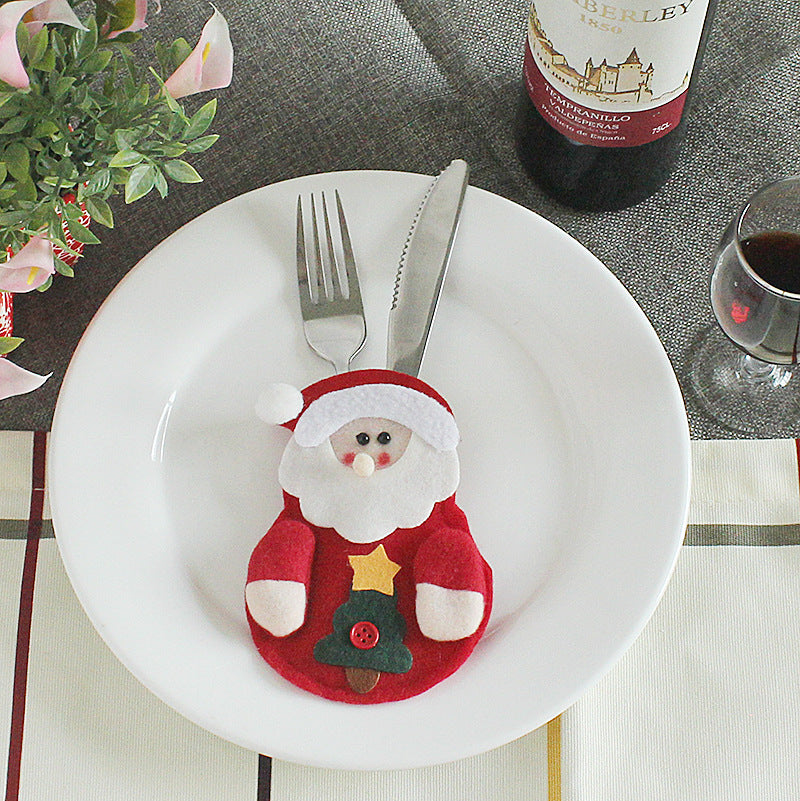 Christmas silverware holder in fabric, with a two piece pack option