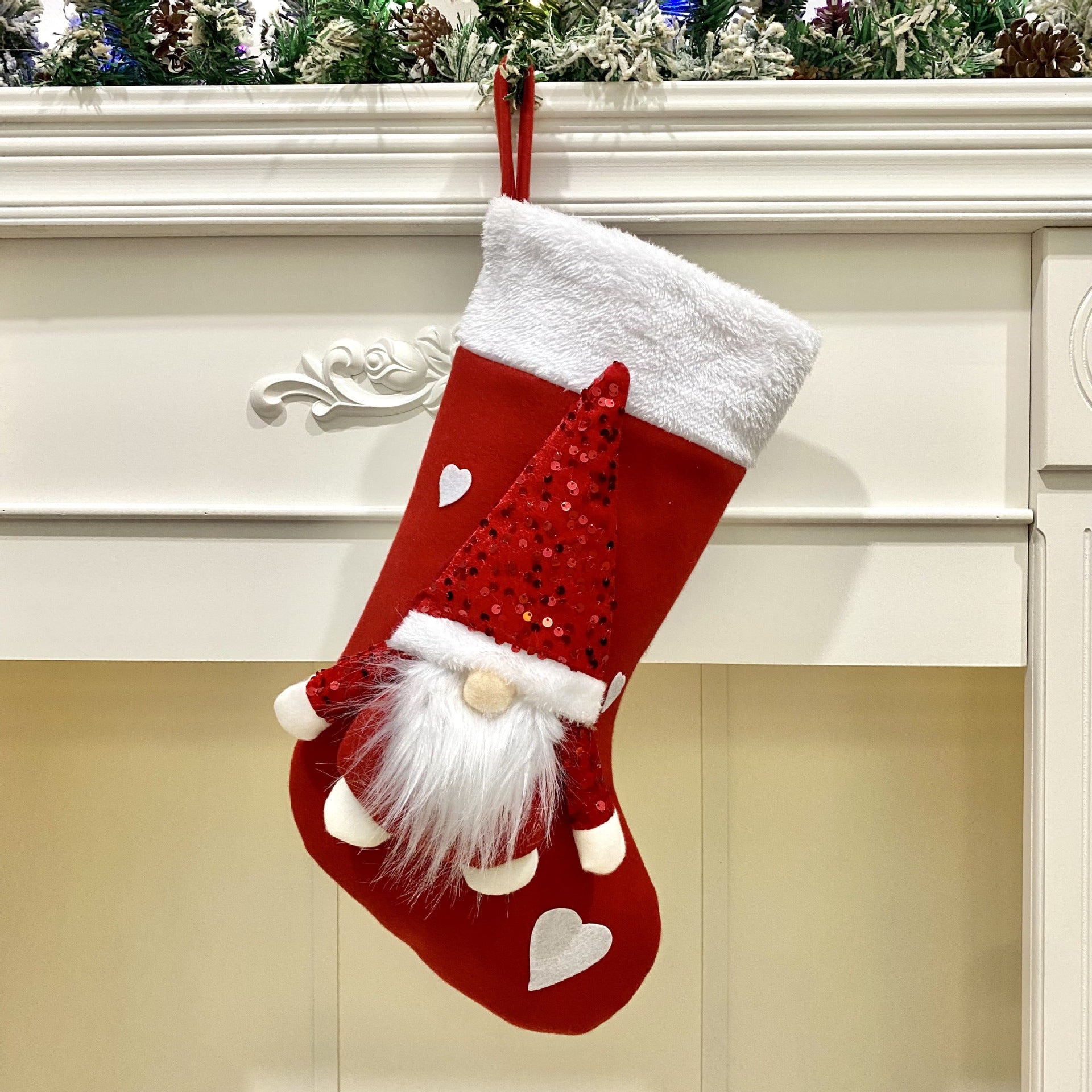 Christmas gift sack made of cloth rather than paper, folds flat