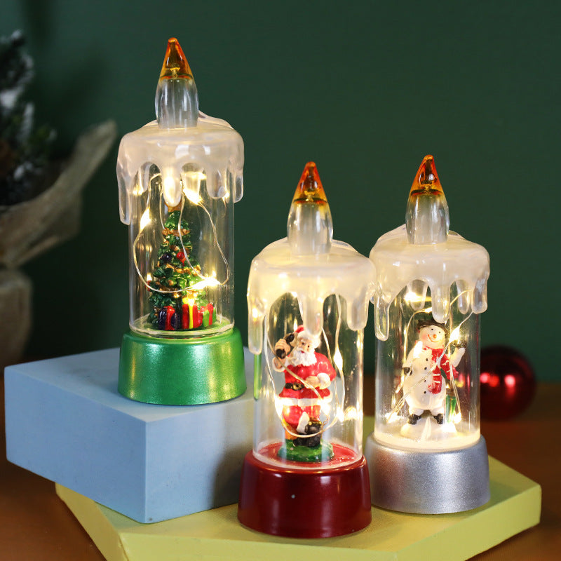 Fine copper wire lamps sit inside the molded plastic figure