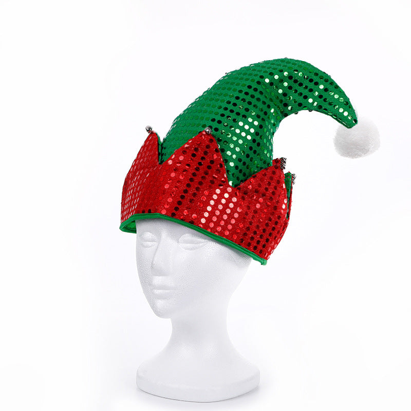 Red Santa hat cut from light non-woven fabric, 11.6 by 11.4 inches