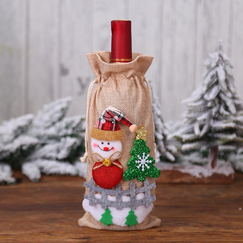 Sewn Christmas wine bottle cover also offered as a set of three covers