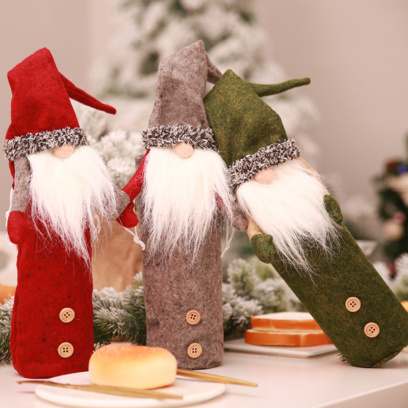 Christmas wine bottle cover offered in red, gray and green