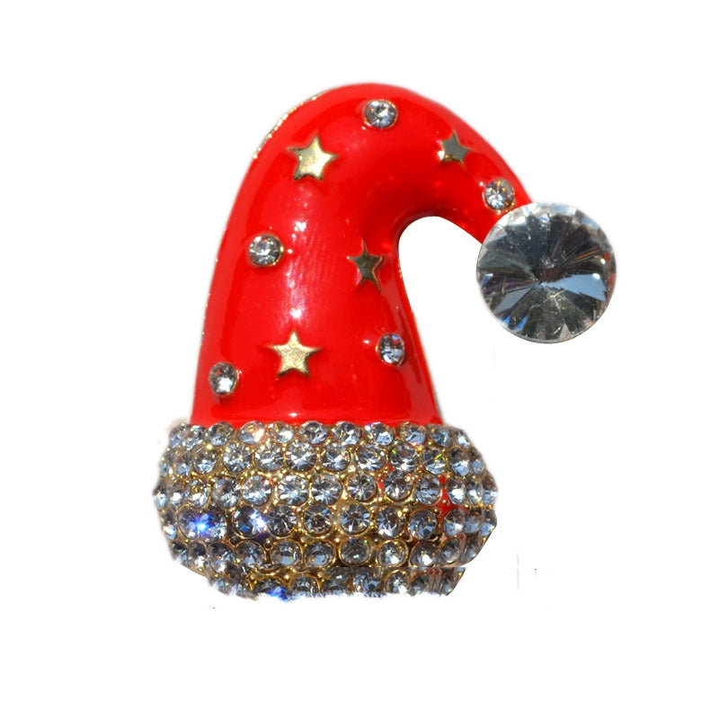 Santa figure Christmas brooch pin with a painted alloy finish