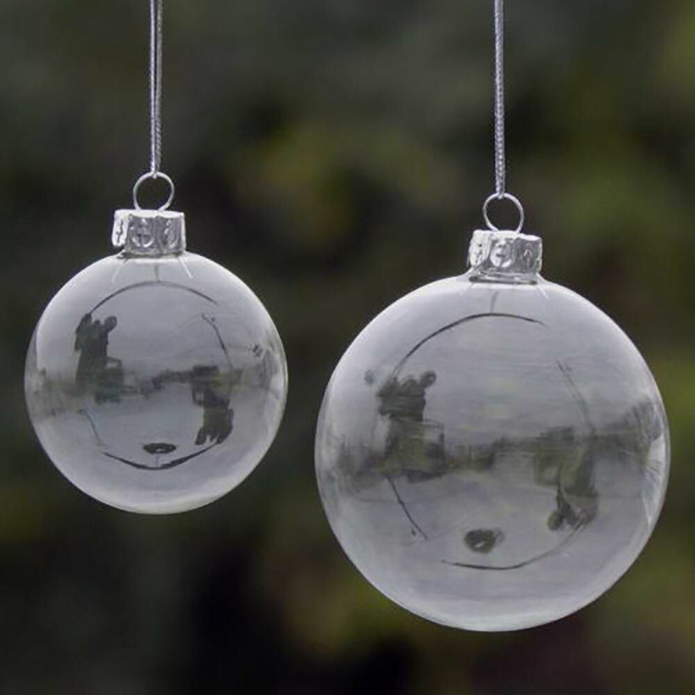 Clear plastic Christmas ball with a smooth blow-molded transparent finish