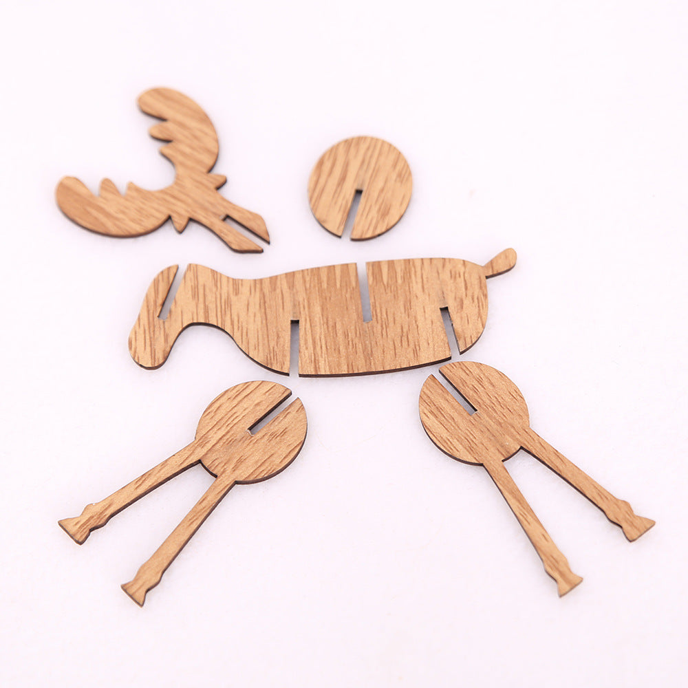 Large and small versions of the wooden reindeer Christmas ornament