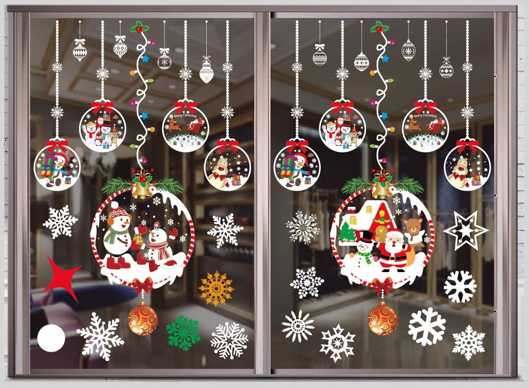 Christmas window cling sheet measuring 19.7 by 13.9 inches in PVC