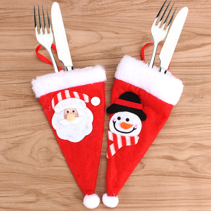 Design F fabric Christmas cutlery pocket from the sixteen printed styles
