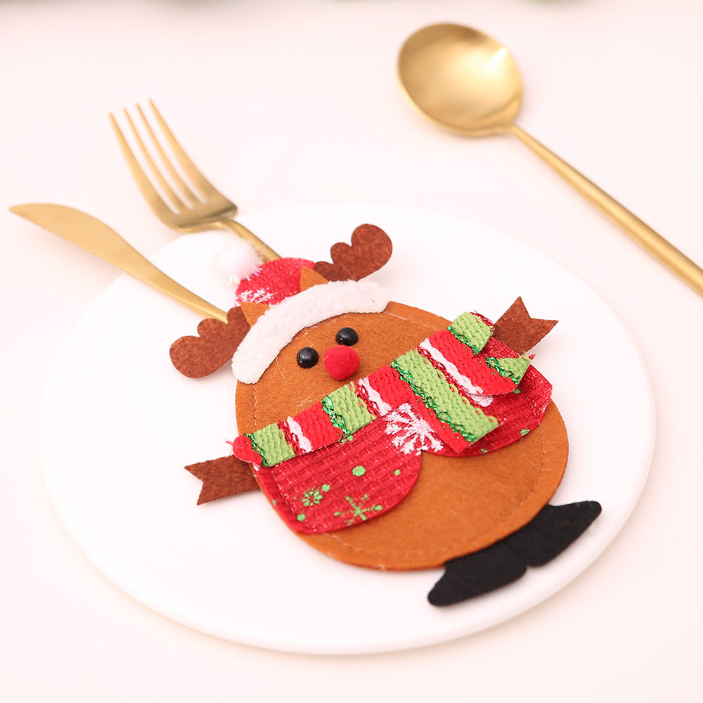 Fabric Christmas cutlery pocket, one of sixteen holiday prints