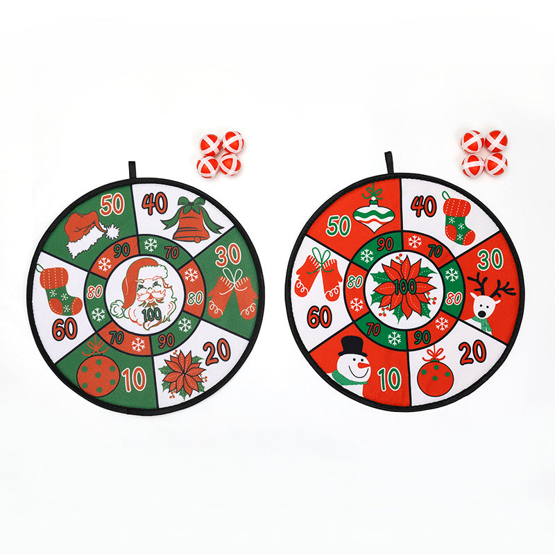 Printed rings on the cloth face of the Christmas target board