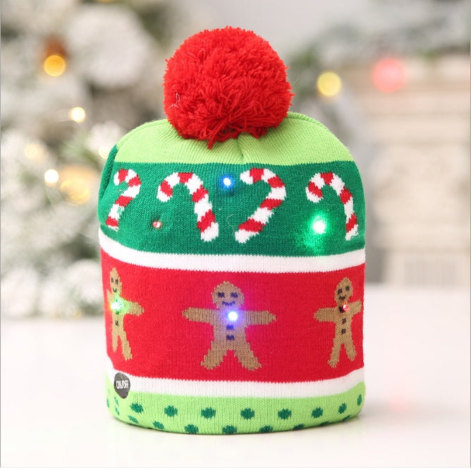 Style D Christmas beanie with a holiday shape on the front panel