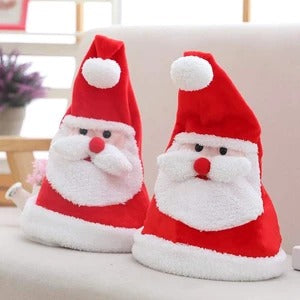 Musical Santa hat design in red plush, one of four styles