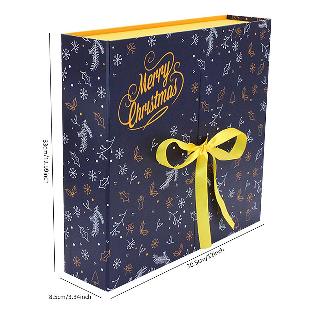 Numbered compartments inside the Christmas countdown calendar gift box