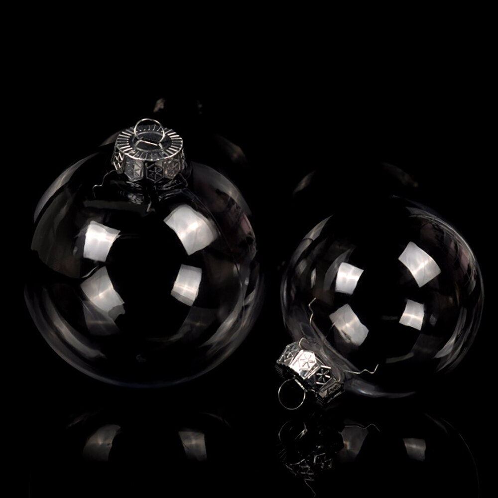 Transparent 3.9 inch Christmas bauble blow-molded from PET plastic