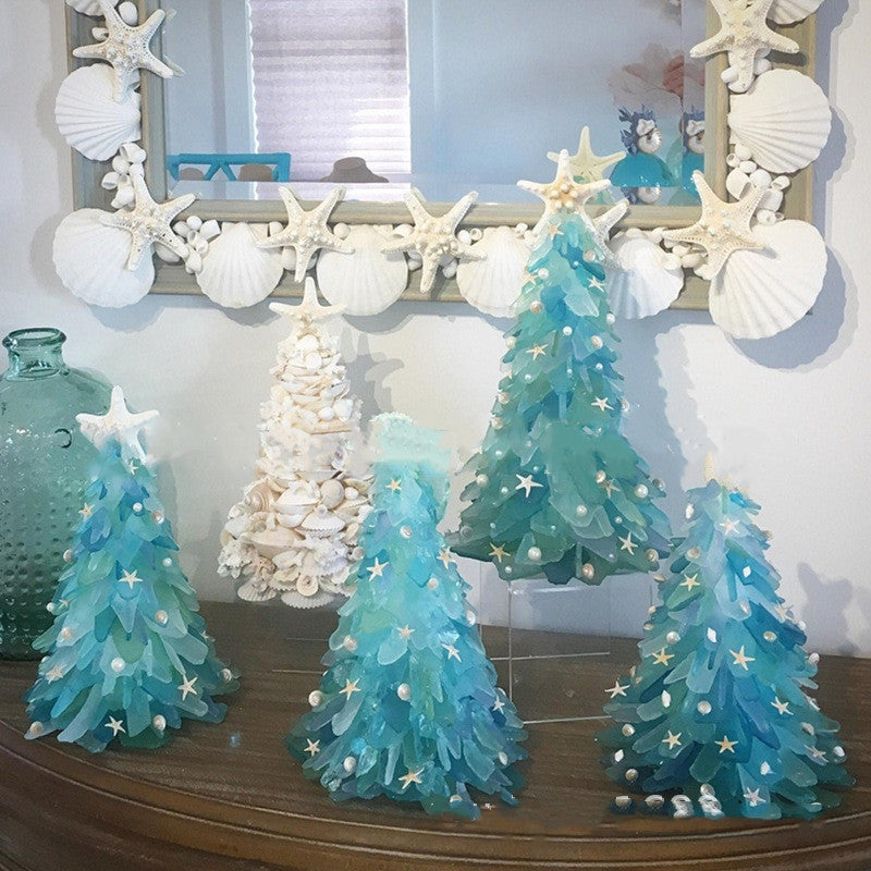 Blue PVC tabletop Christmas tree standing 5.9 inches tall